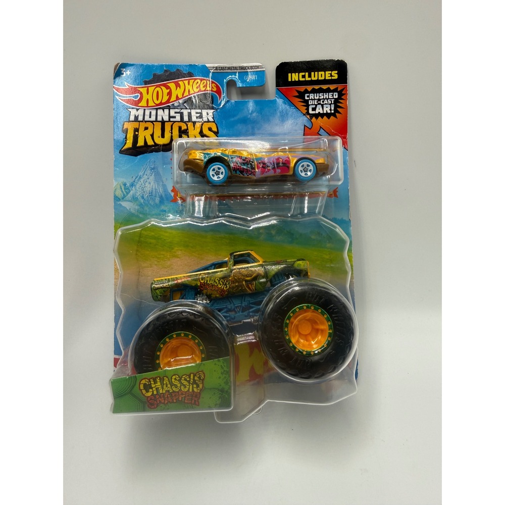 Hot Wheels Monster Trucks Chassis Snapper & Crushed Sedan Sudden Stop Set GRH81